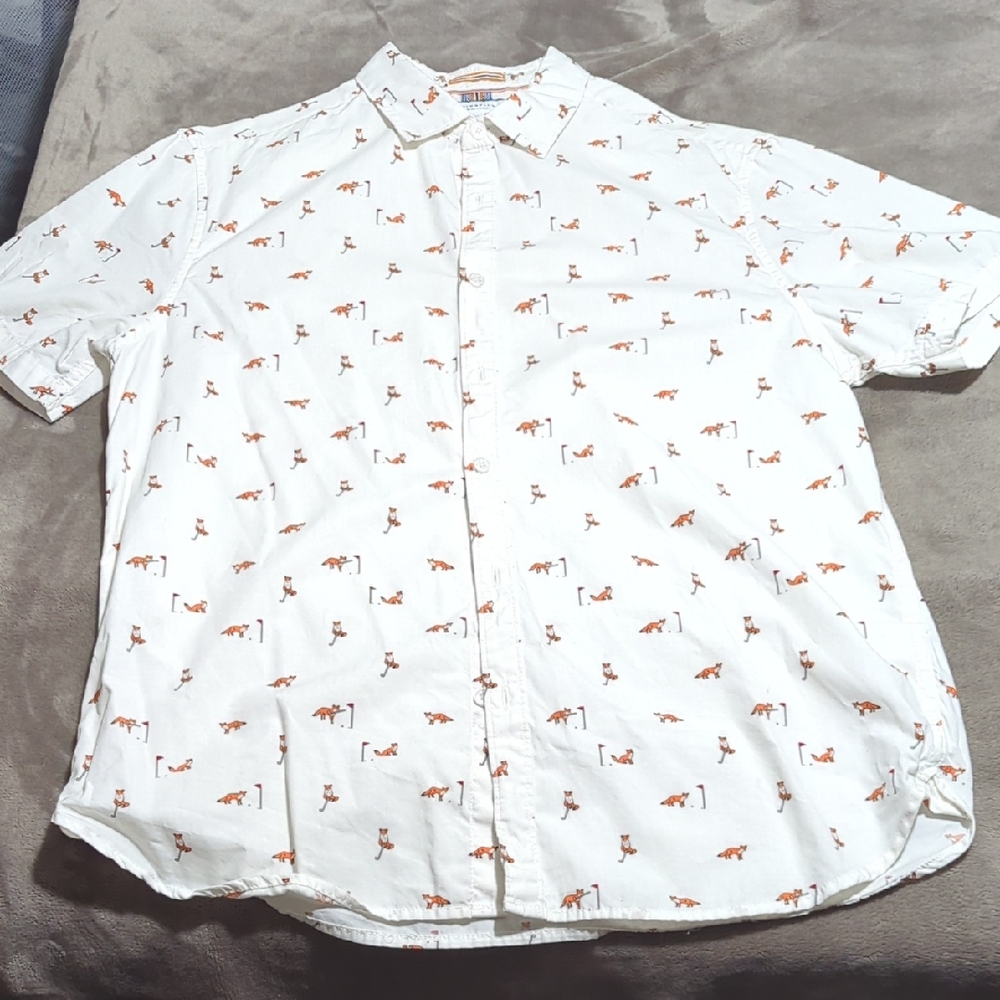 Foxes Golf Button Down Shirt, Denim & Flower Ricky Singh